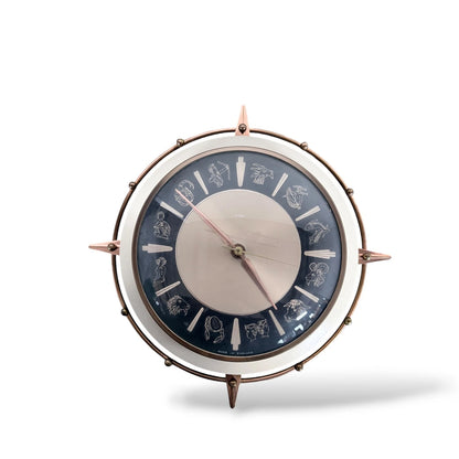 Mid-Century Metamec Zodiac Wall Clock – Copper Starburst Atomic Design