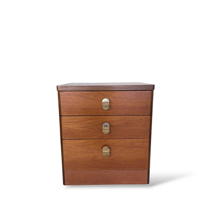 Mid Century Stag Teak Bedside Cabinet with Brass Handles