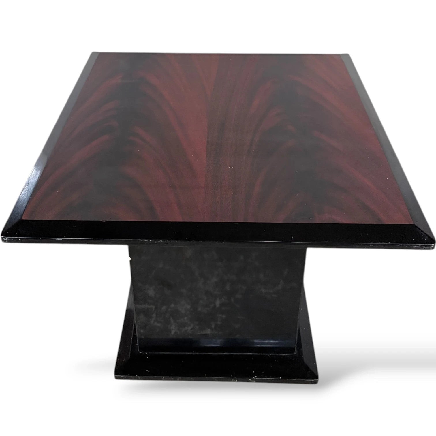 Art Deco Coffee Table – Square Rosewood Effect With Black Lacquer Base — view 3