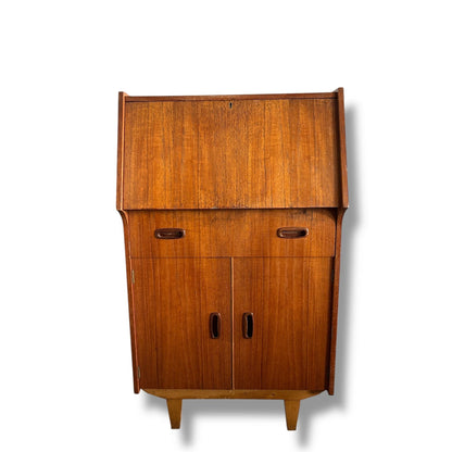 Mid Century Bureau | Vintage Teak Writing Desk Drinks Cabinet