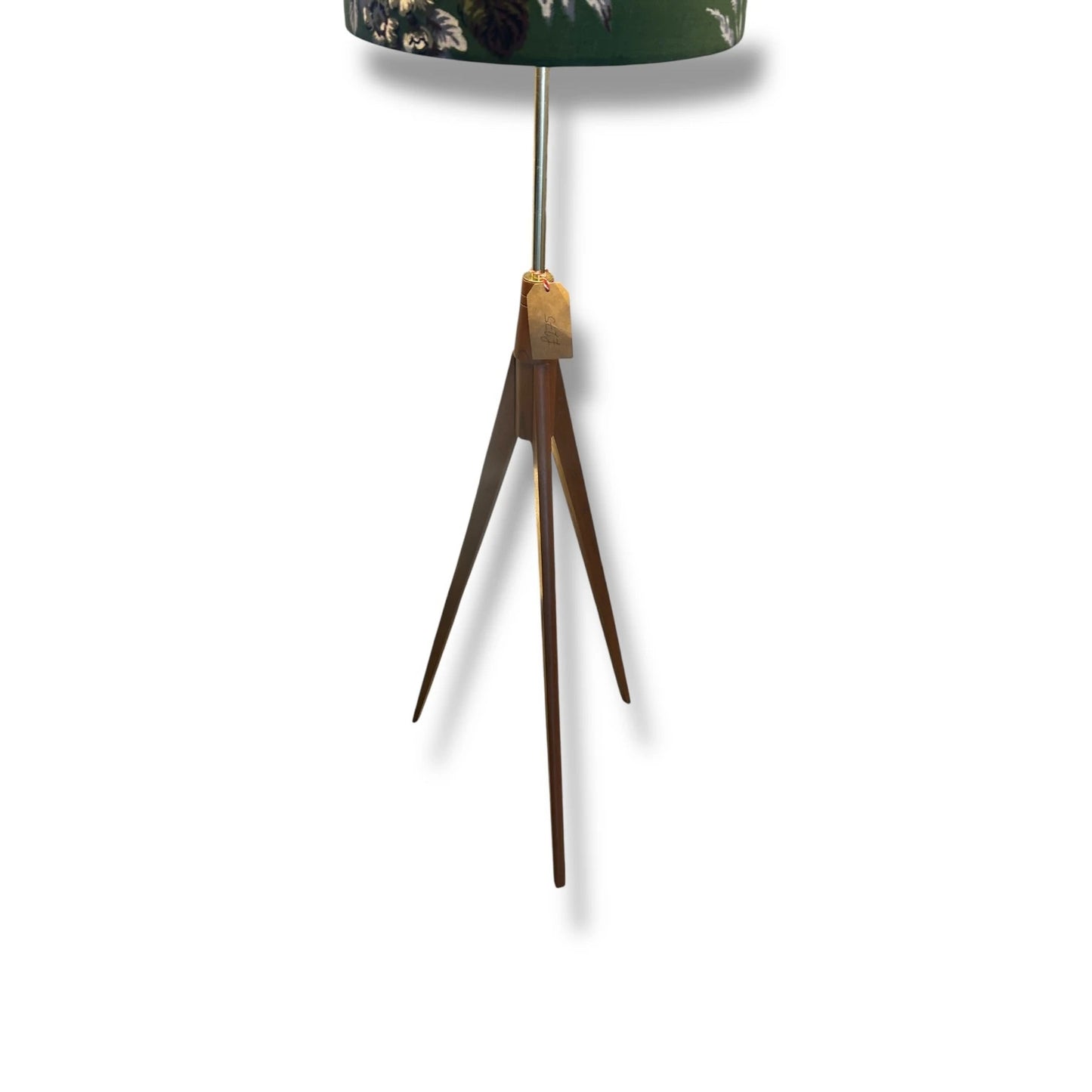 Mid Century Modern Tripod Floor Lamp | Custom William Morris Fabric Shade