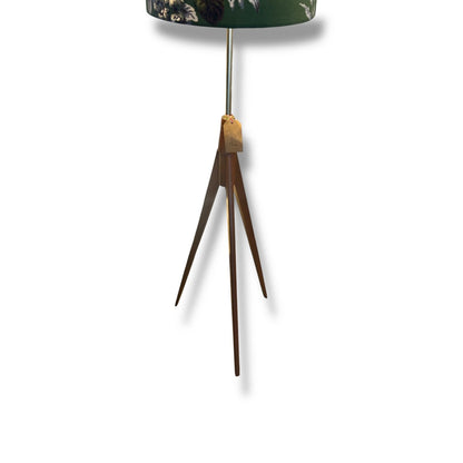 Mid Century Modern Tripod Floor Lamp | Custom William Morris Fabric Shade