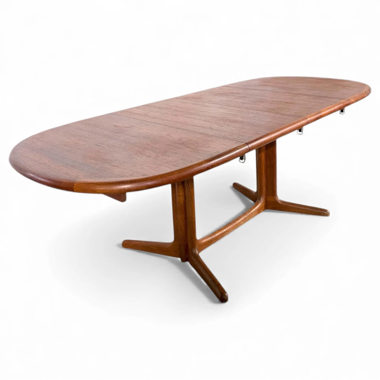 Mid Century Dining Table – Danish Teak Oval Extending Table with Double Leaves — view 3