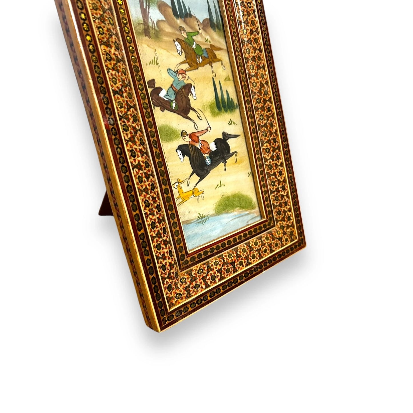 Vintage 1950s Persian Battle Scene Framed Painting