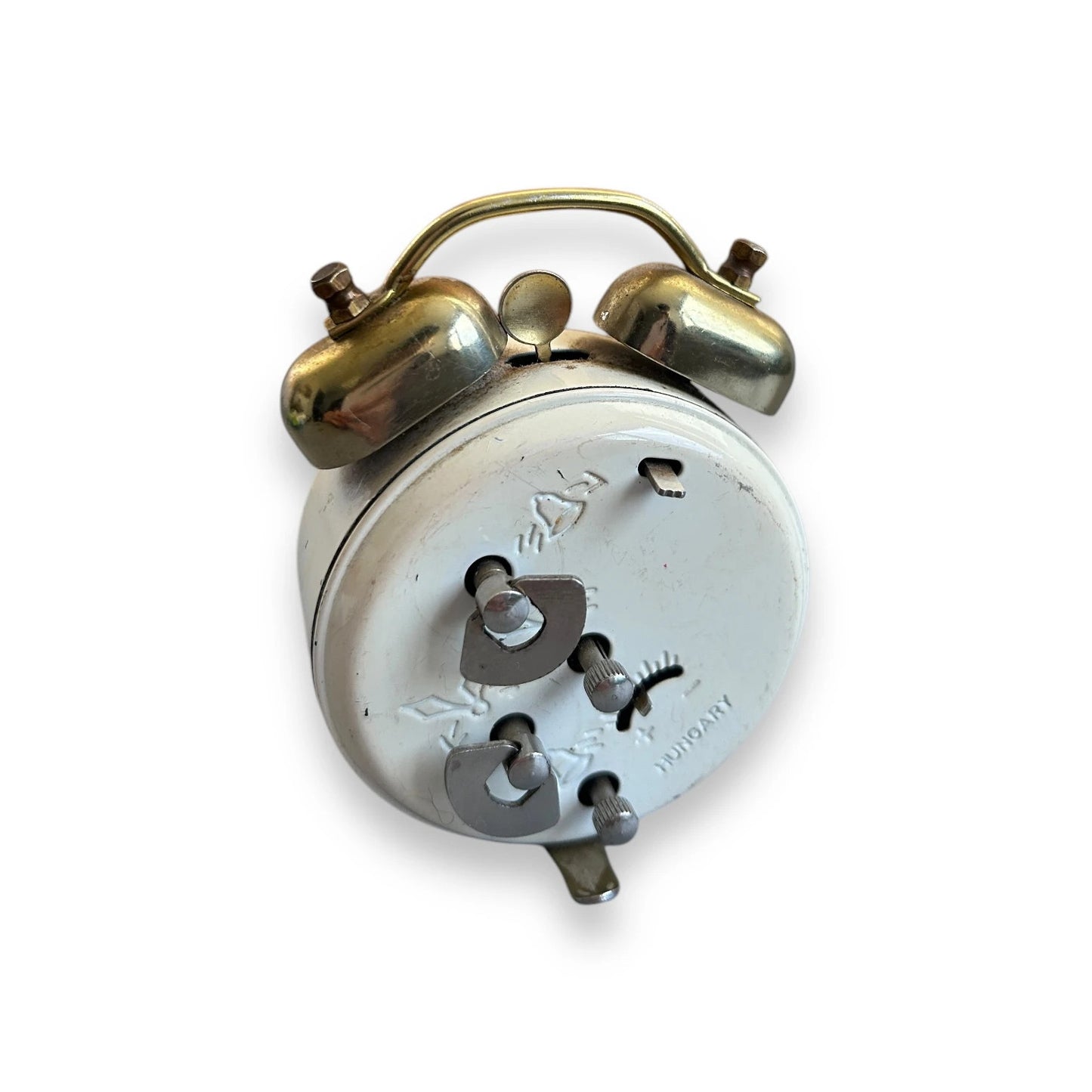 Mid Century Hungarian White Alarm Clock