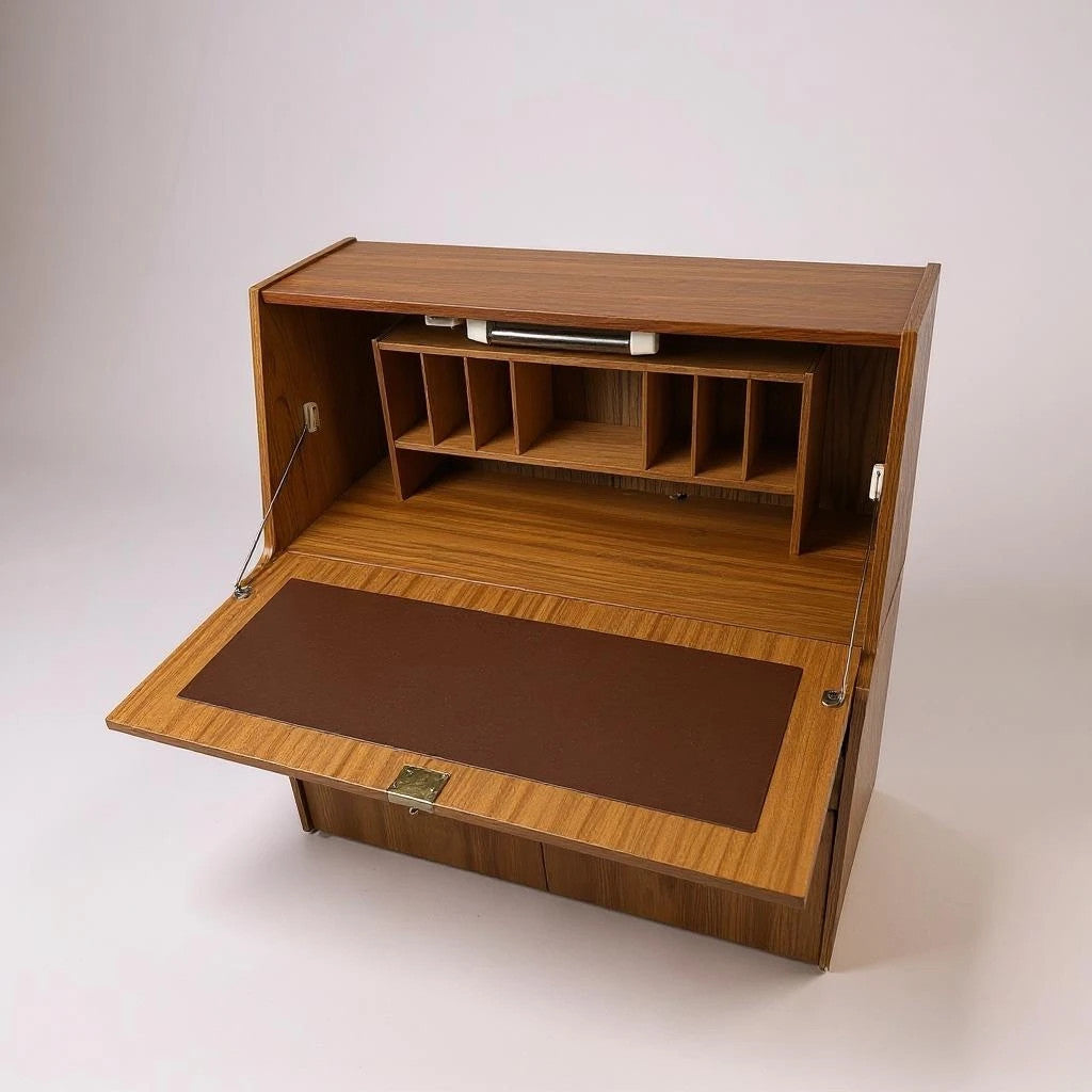 Mid Century Modern Teak Bureau Desk – Likely Austinsuite