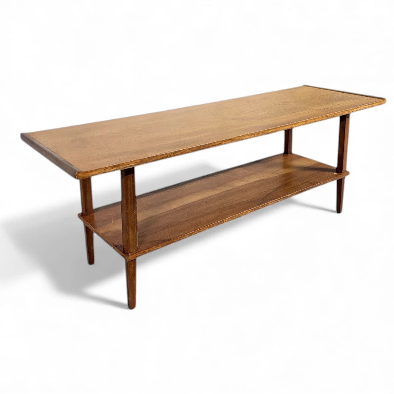 Mid Century Coffee Table - Teak Toned Hardwood Retro Living Room Centrepiece — view 3