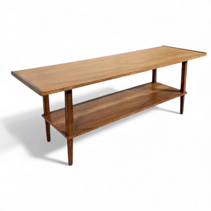 Mid Century Coffee Table - Teak Toned Hardwood Retro Living Room Centrepiece — view 3