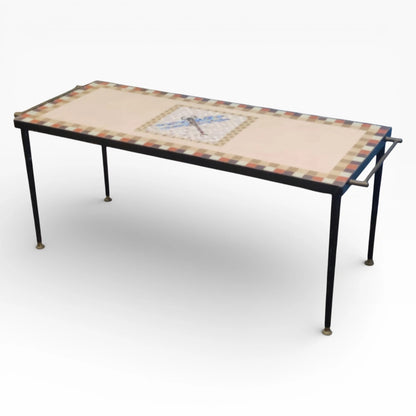 Dragonfly Mosaic Coffee Table – 1950s Mid Century Vintage Mosaic Table With Iron Frame — view 3