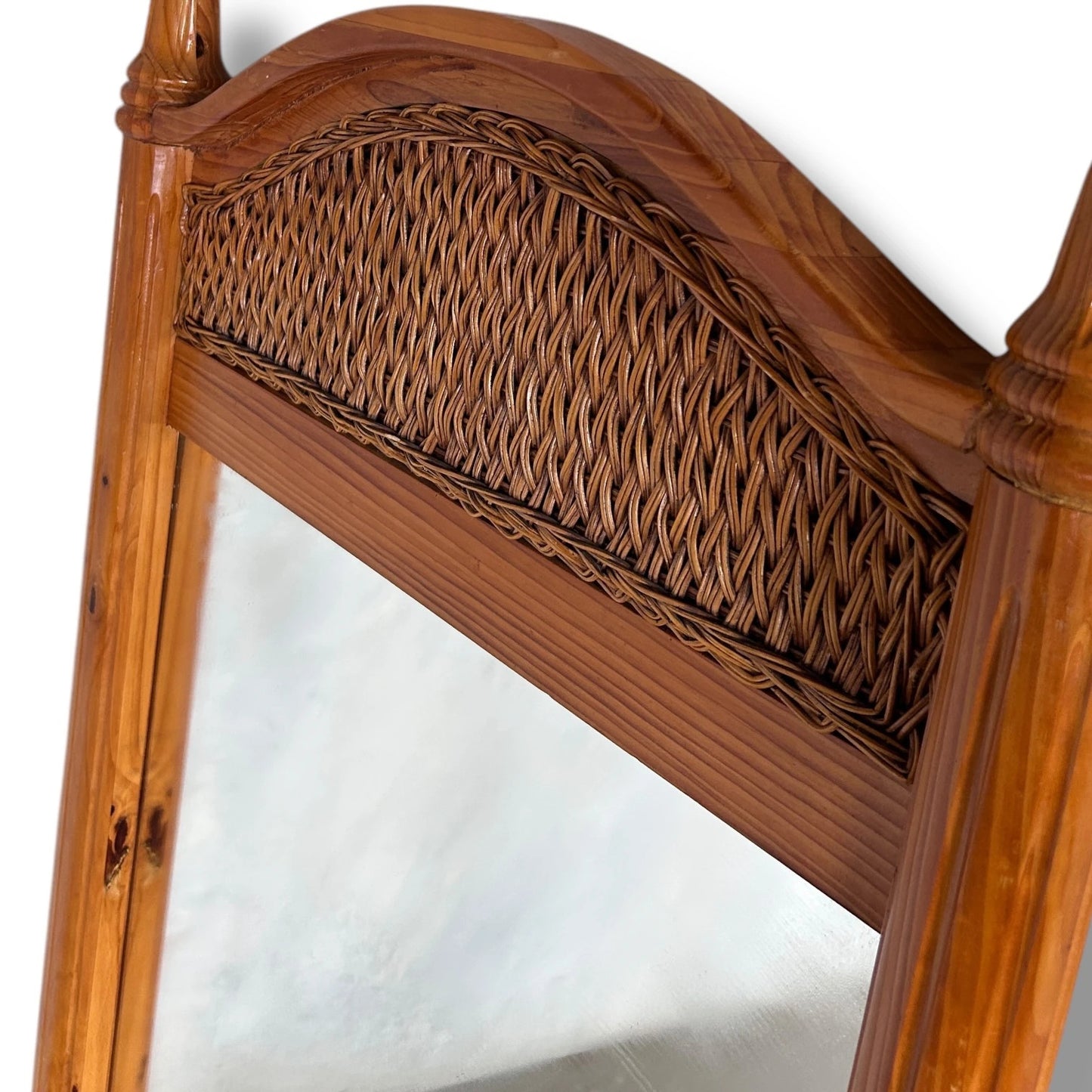 Mid Century Large Bamboo and Pine Mirror