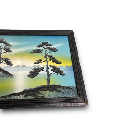 Vintage 1980s Chinese 3D Landscape framed Art