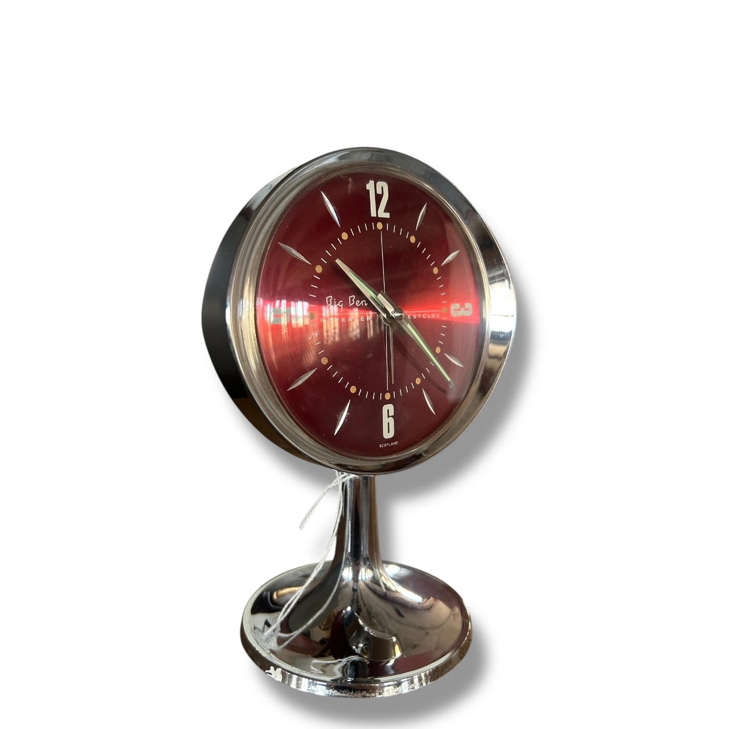 Mid Century Modern Space Age Red Big Ben Westclox Alarm Clock
