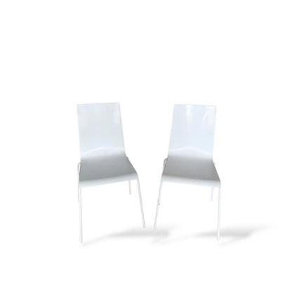 Pair of Italian White Plastic Dining Chairs | Minimal Modern Design