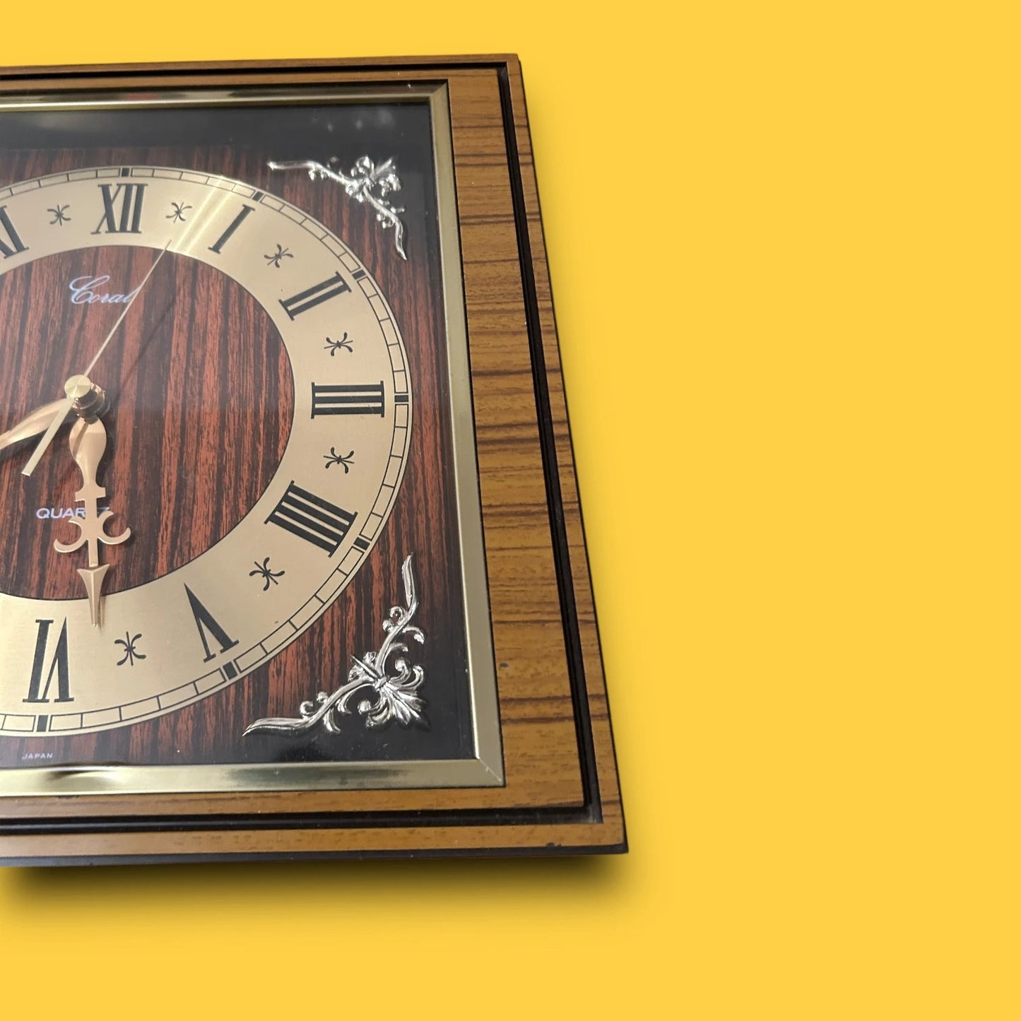 Mid Century Teak Formica Square Wall Clock