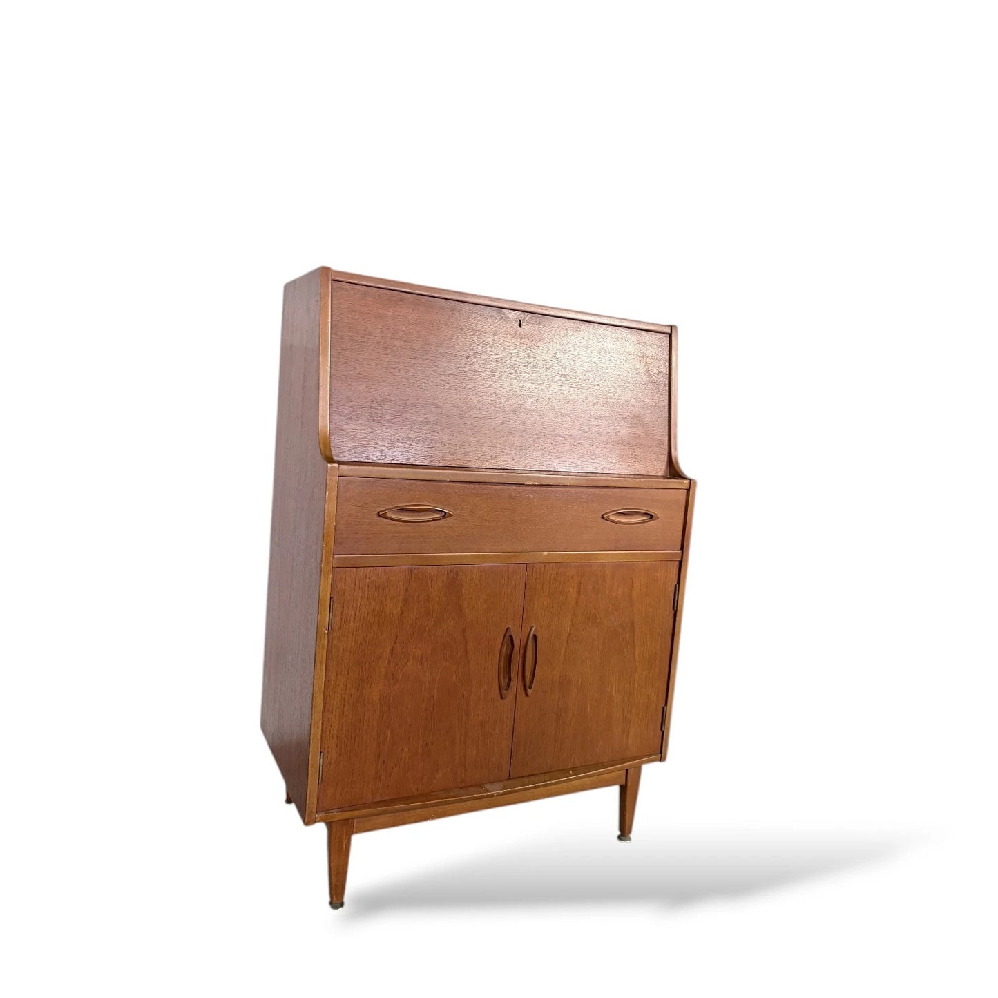 Mid Century Modern Vintage Jentique Teak Writing Desk Bureau Cabinet