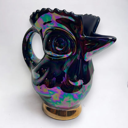 Vintage 1960s Iridescent Ceramic Cockerel Jug