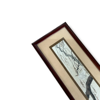 Vintage Asian Watercolour Brush Painting – Framed Oriental Wall Art