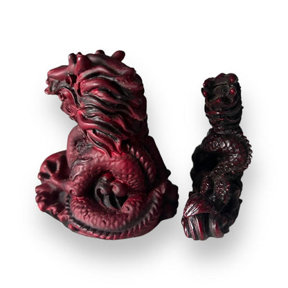 Vintage 1970s Dark Red Chinese Dragons