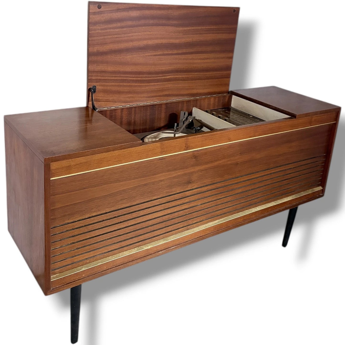 Mid-Century Record Player | Vintage Radiogram with Teak Veneer Cabinet & Integrated Radio