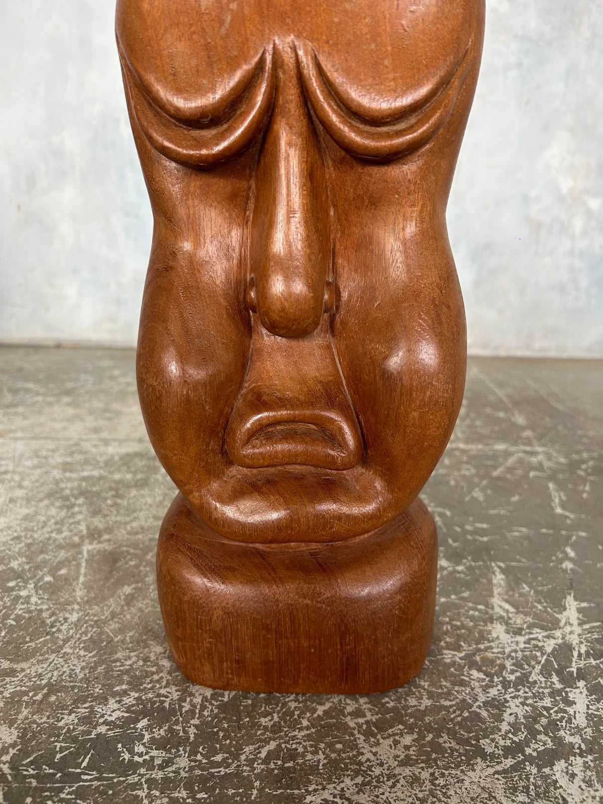 Mid Century Modern Carved Wood Tiki Maui Head Statue