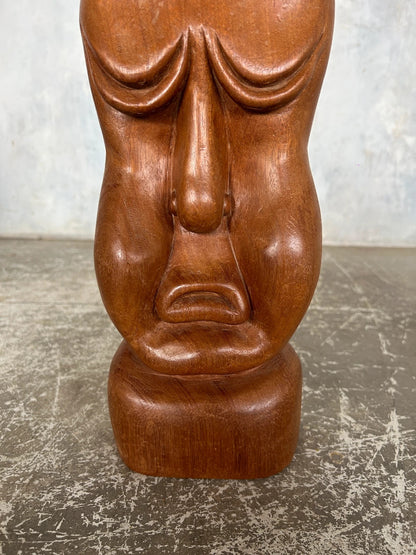 Mid Century Modern Carved Wood Tiki Maui Head Statue