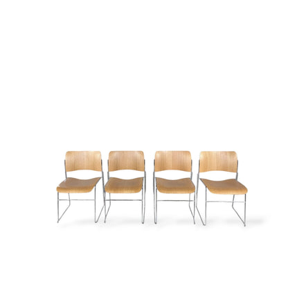 Set of Four Howe Stamped David Rowland 40/4 Chairs – Plywood & Chrome