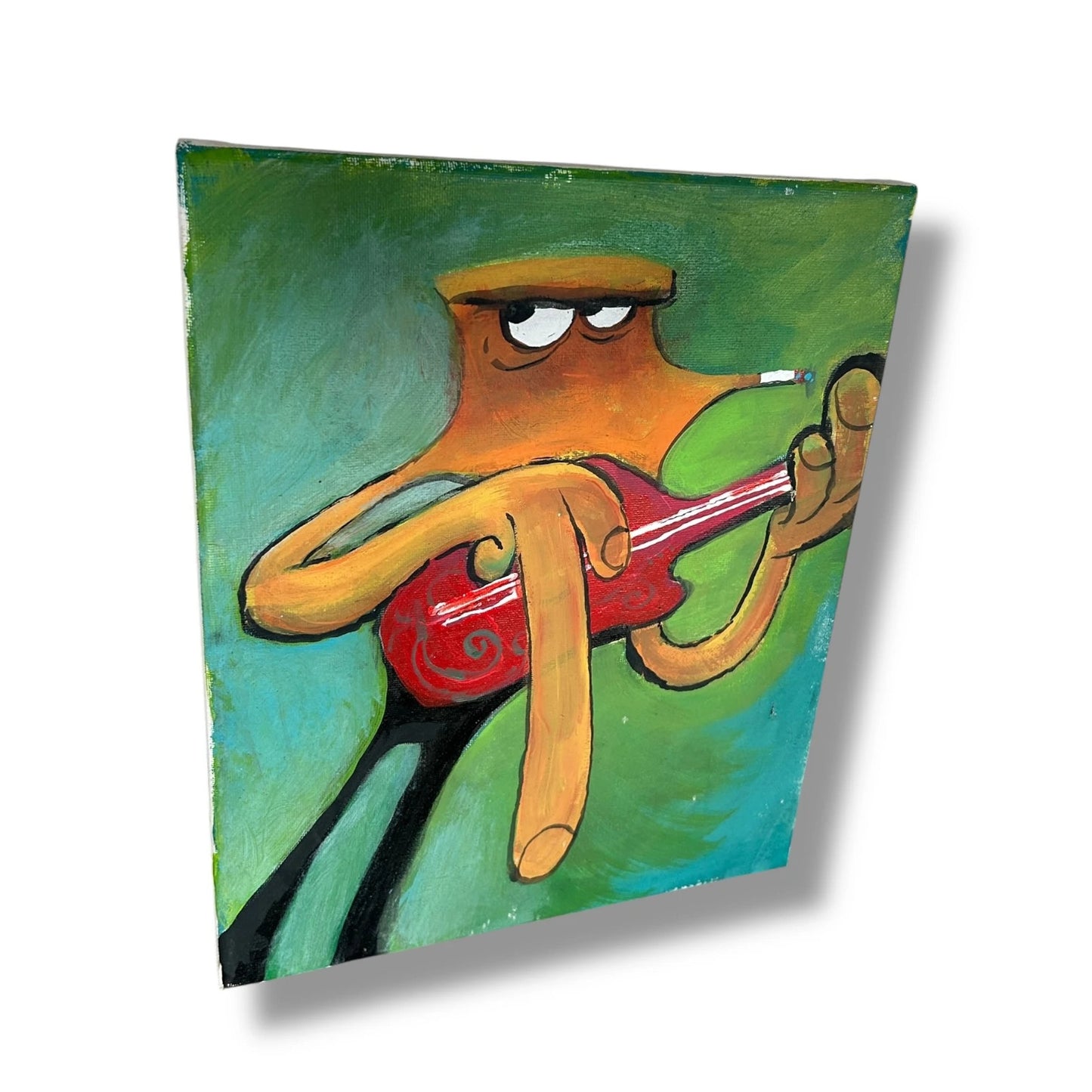 Surreal Pop Art Musician Painting | Vintage Outsider Art Canvas