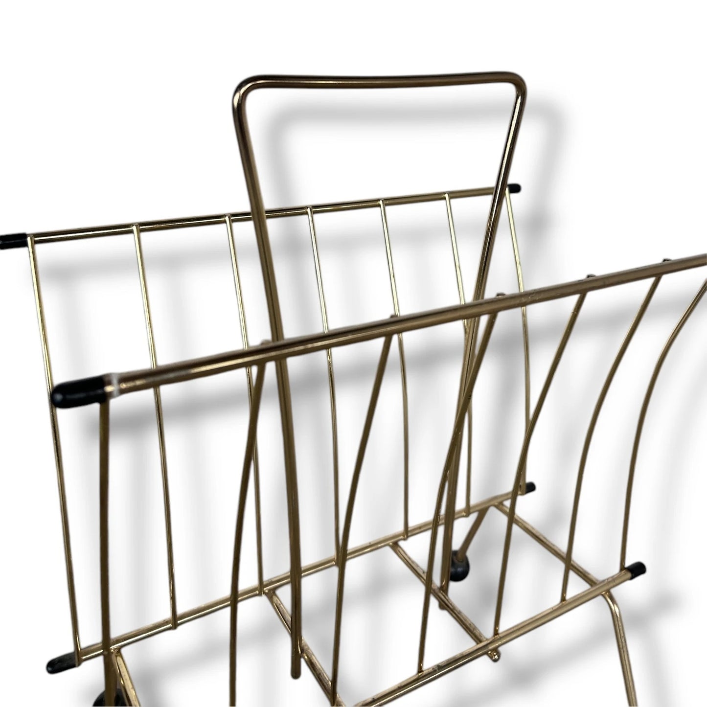 Mid Century Brass Atomic Magazine Rack