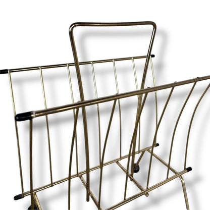 Mid Century Brass Atomic Magazine Rack