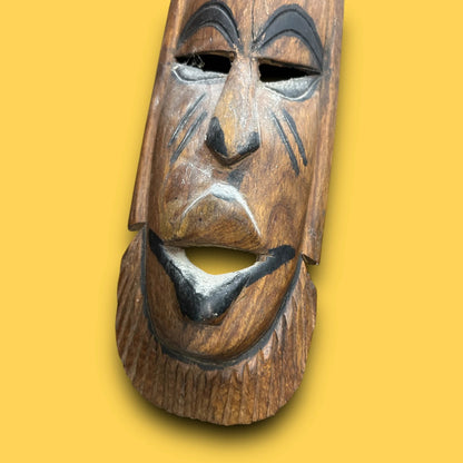 Vintage 1970s Carved African Wall Art Mask