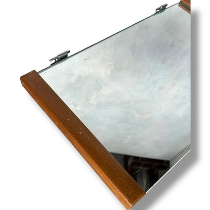 Mid Century Nathan Handled Teak Mirror – Vintage Rectangular Dressing Mirror