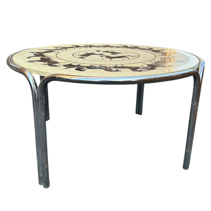 Mid Century Modern Chrome and Resin Horses Art Coffee Table