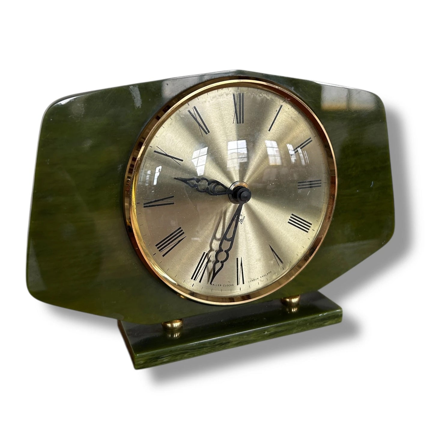 Mid Century Modern Onyx Marble Green Table Clock