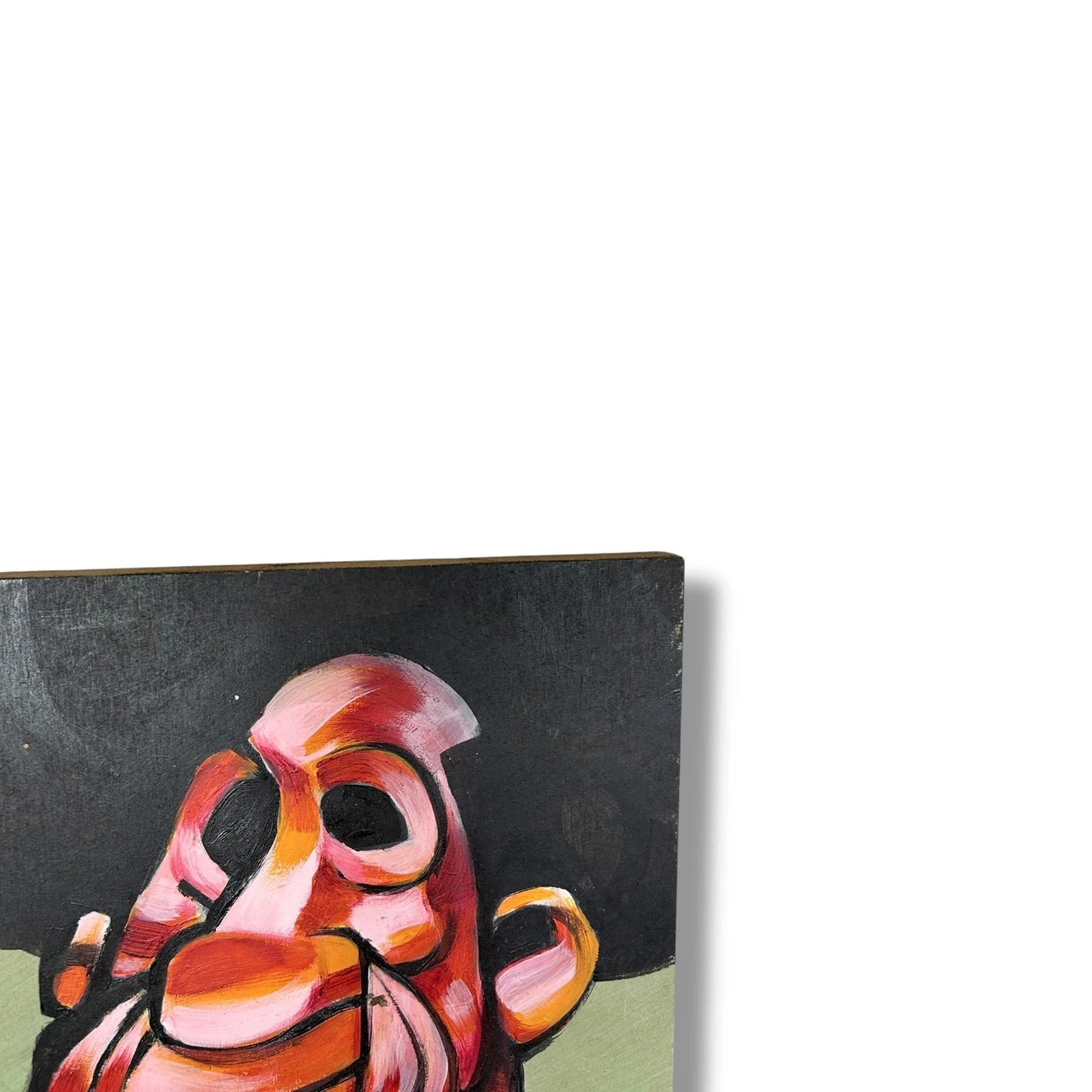 Outsider Art Portrait Painting | Neo Expressionist Abstract Face | Vintage Modernist Wall Art