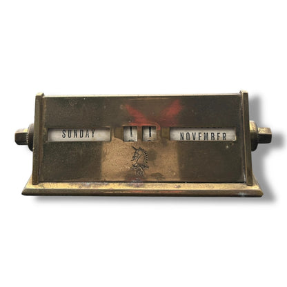 Vintage Brass Perpetual Desk Calendar – Mid-Century Industrial Office Accessory