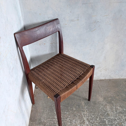 Poul Cadovius “Pia” Danish Teak Dining Chair with Rush Seat