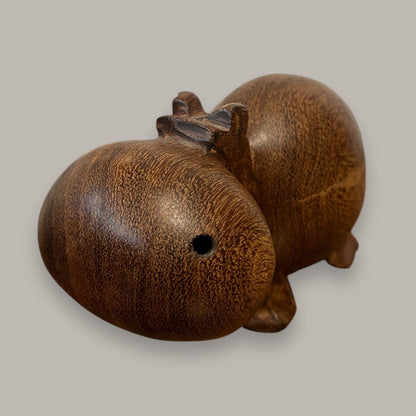Mid century carved wood hippo sculpture