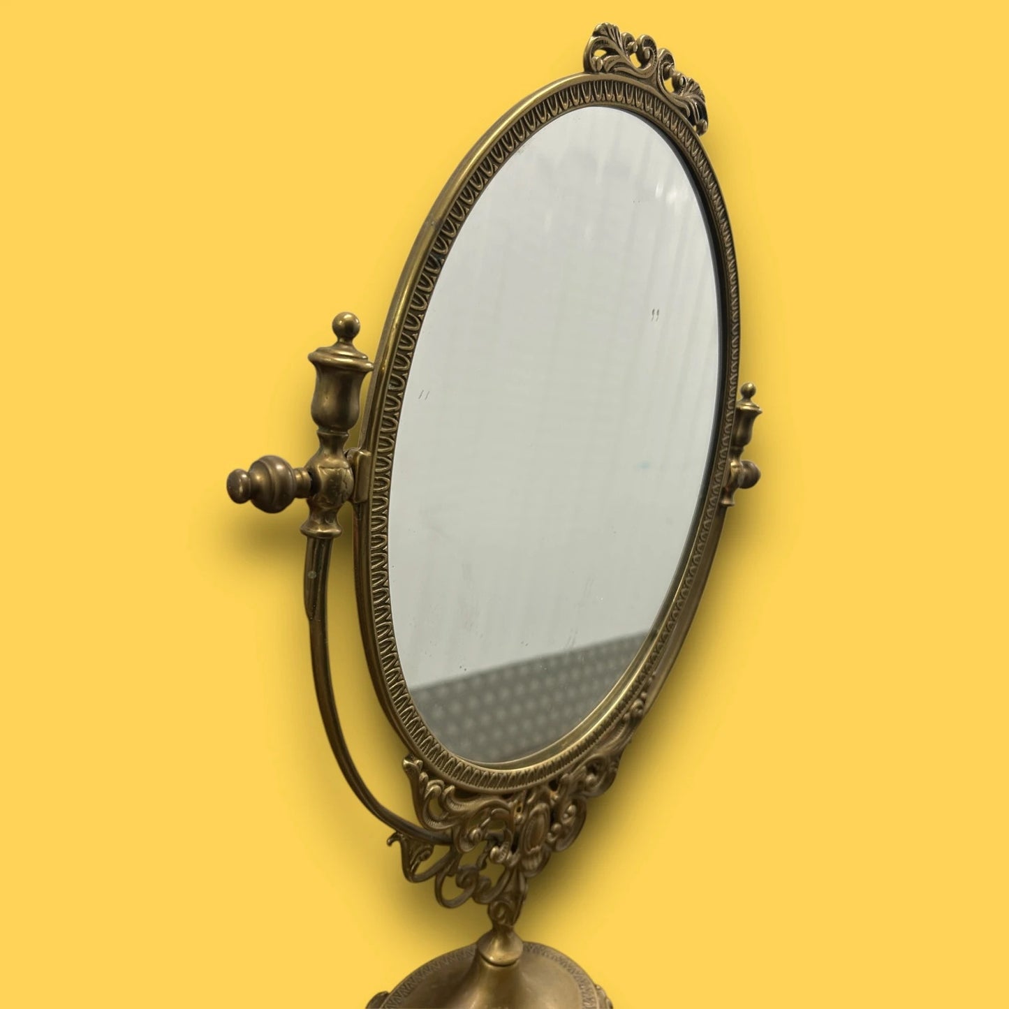 Vintage 1960s Gilt Ornate Vanity Swivel Mirror