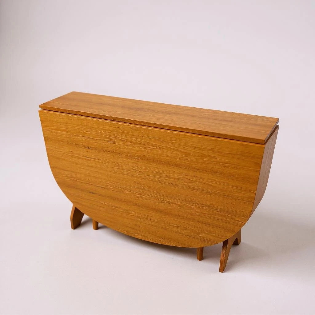 Mid Century Modern Teak Gateleg Ovular Extendable Drop Leaf Dining Table