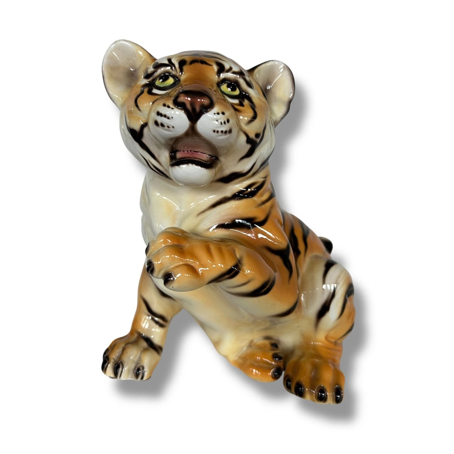 Vintage Italian Ceramic Leopard Cub Figurine – Mid-Century Animal Sculpture, Made in Italy
