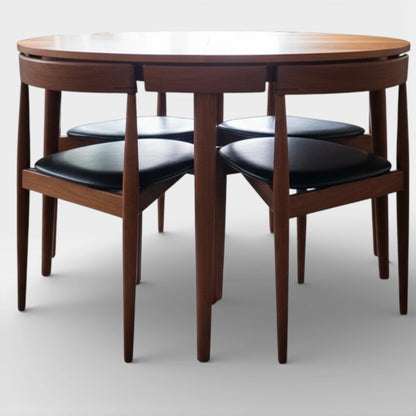 Danish Teak Dining Set | Hans Olsen Roundette Teak Round Table with Nesting Chairs
