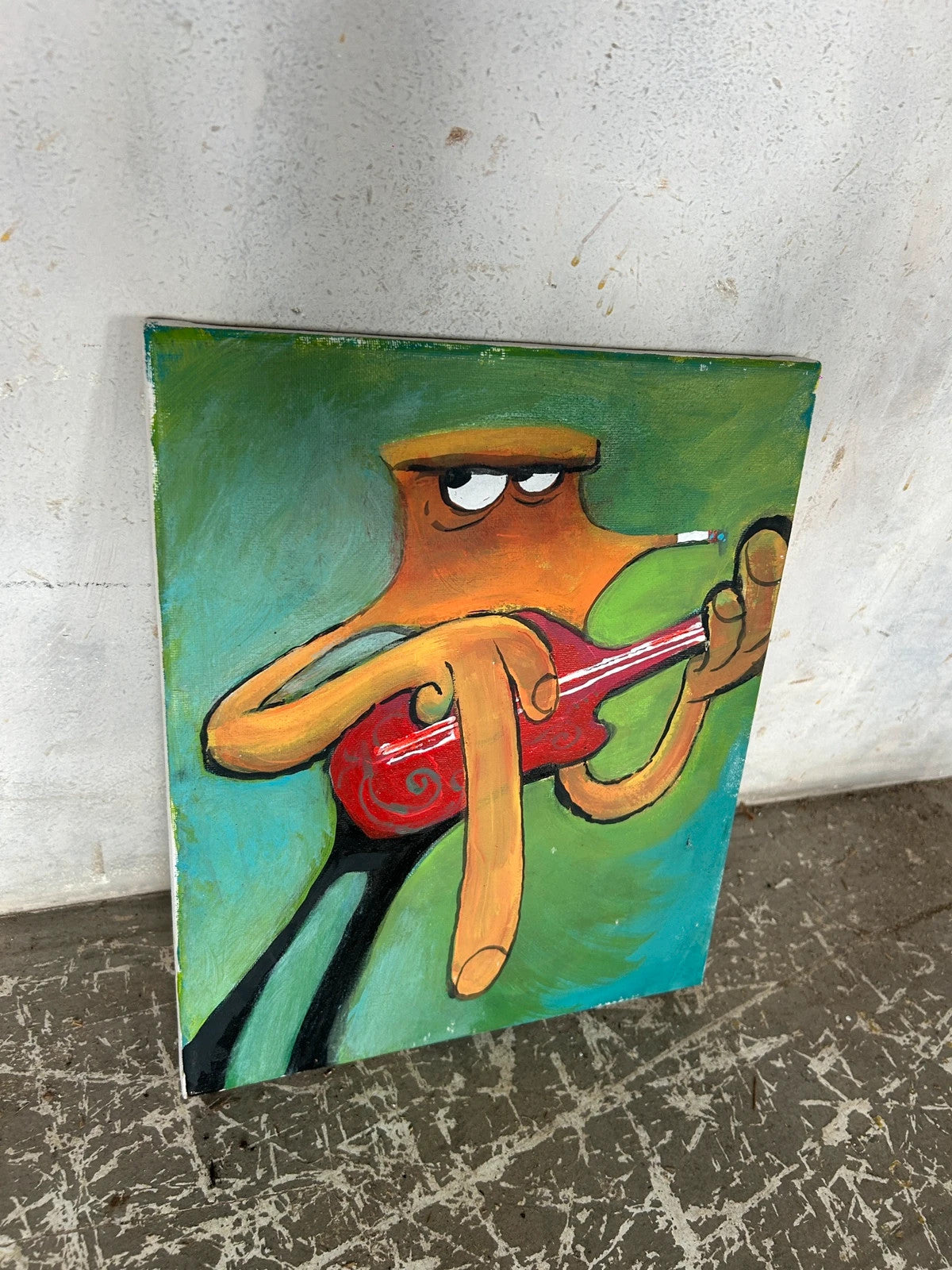 Surreal Pop Art Musician Painting | Vintage Outsider Art Canvas