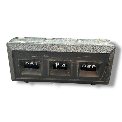 Perpetual Flip Calendar - Mid Century Vintage Desk Calendar with Black Case