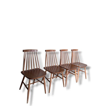 Set of 4 Danish Stickback Dining Chairs – Mid-Century