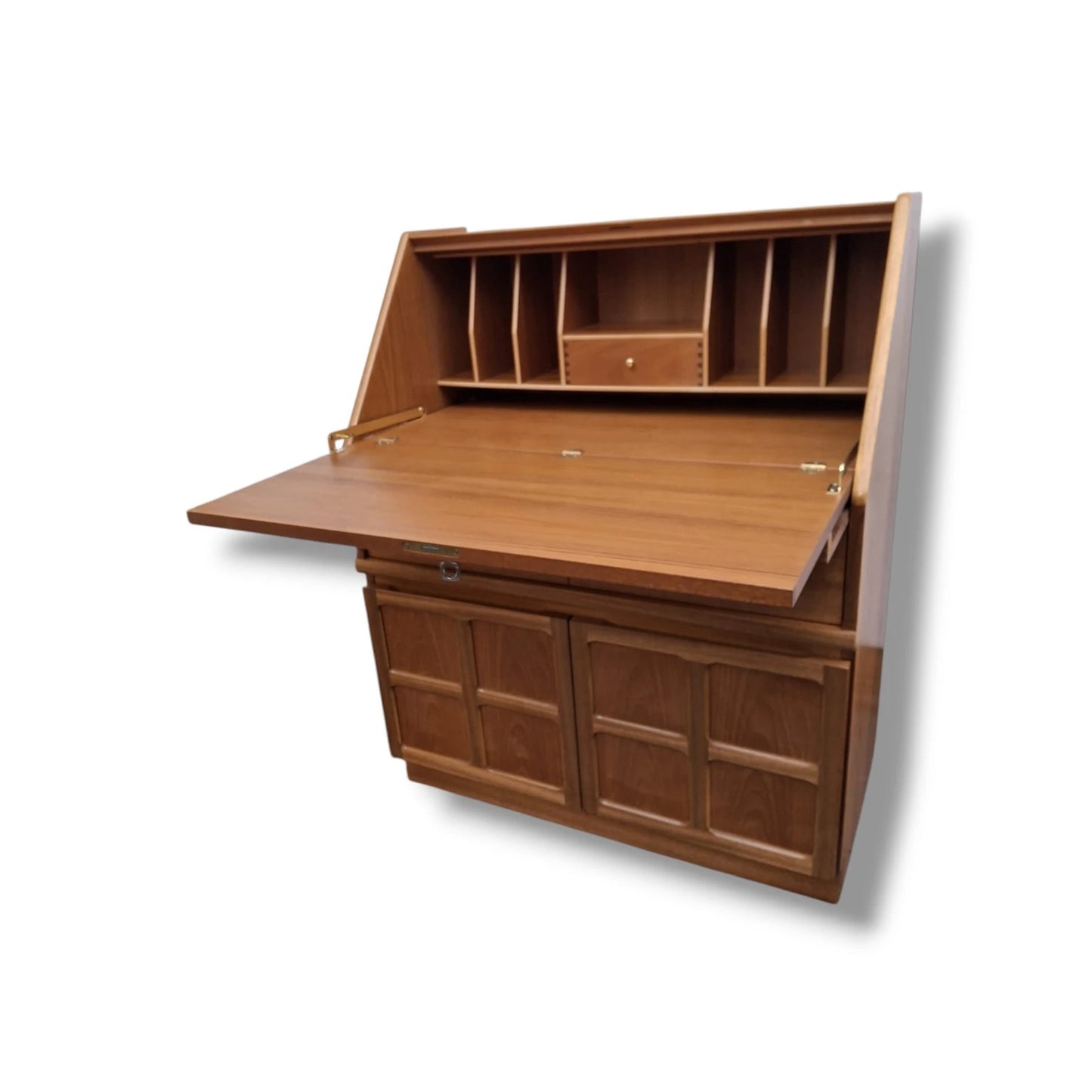 Teak Writing Bureau – Mid Century Desk | Drop Front Vintage Teak Desk