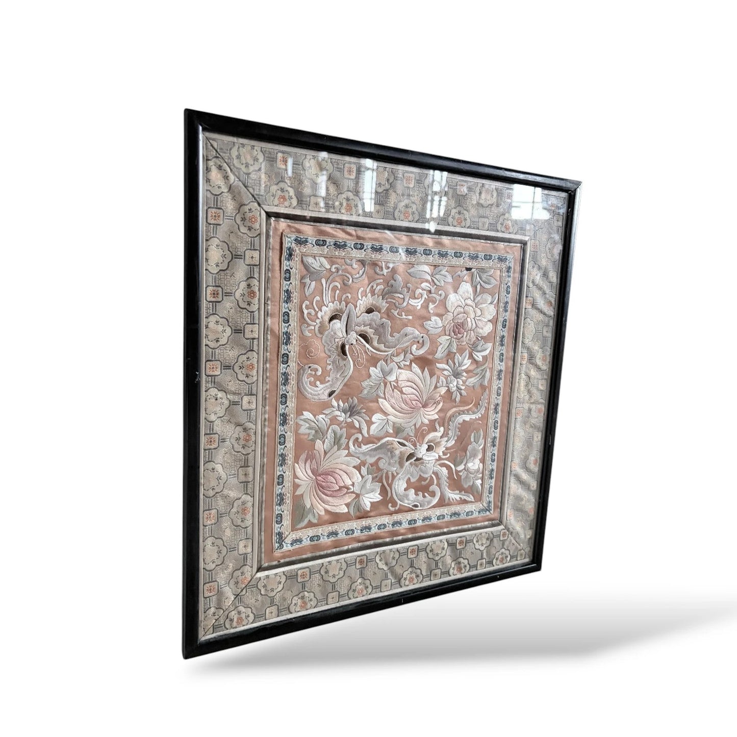 Vintage Chinese Silk Embroidery Panel – Framed Suzhou Embroidered Textile Art