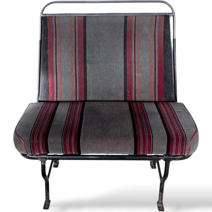 Vintage Bus Seat – Industrial Retro Bench With Racing Stripe Upholstery