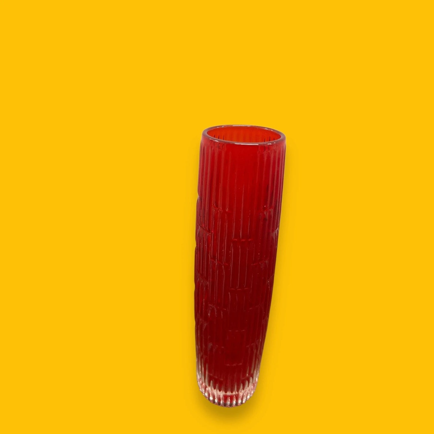Vintage 1960s Japanese Red Glass Vase