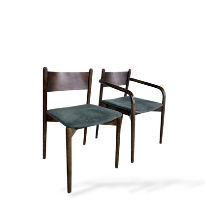 Pair of Mid-Century Modern Dark Wood Dining Chairs – Danish Style
