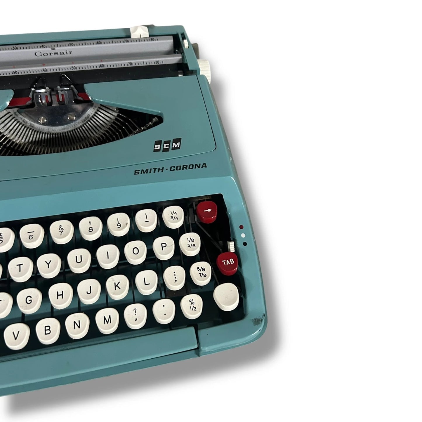 Mid Century Modern Smith Corona Blue Portable Typewriter